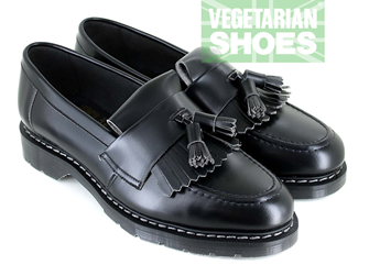 black vegan loafers