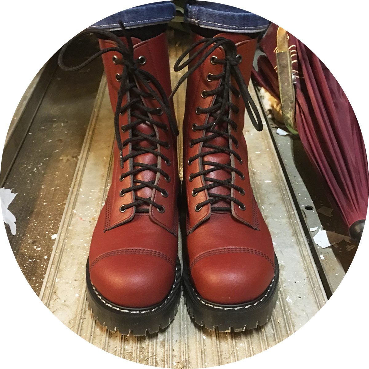 cherry red steel toe boots